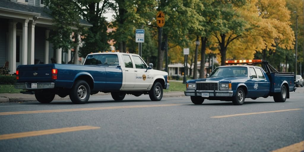 Tow truck helping a stranded car in Bay Lake